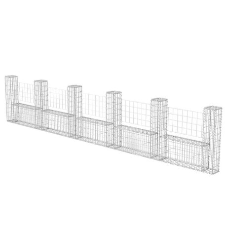 vidaXL Gabion mand U-vormig 570x20x100 cm staal afbeelding2 - 1