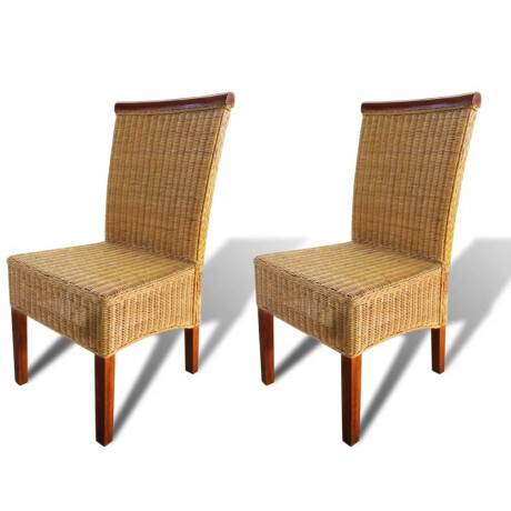 vidaXL Eetkamerstoelen 2 st natuurlijk rattan bruin afbeelding2 - 1