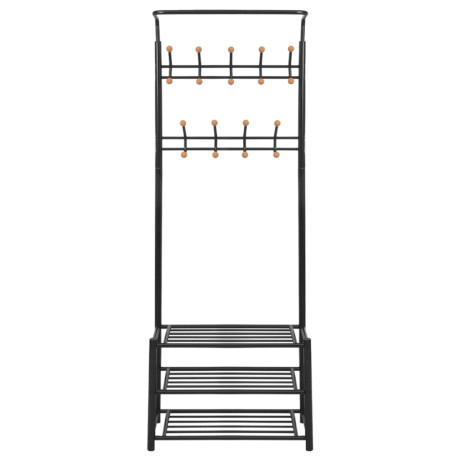 vidaXL Kledingrek met schoenenopberger 68x32x182,5 cm zwart afbeelding2 - 1