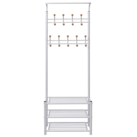 vidaXL Kledingrek met schoenenopberger 68x32x182,5 cm wit afbeelding2 - 1