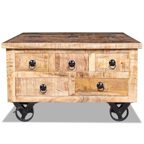 vidaXL Salontafel 70x70x40 cm ruw mangohout afbeelding2 - 1