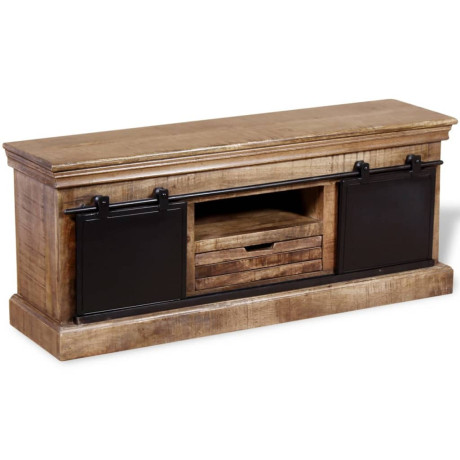 vidaXL Tv-meubel met 2 schuifdeuren 110x30x45 cm massief mangohout afbeelding2 - 1