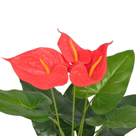 vidaXL Kunst anthurium plant met pot 45 cm rood en geel afbeelding2 - 1