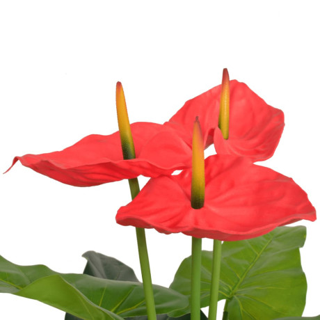 vidaXL Kunst anthurium plant met pot 90 cm rood en geel afbeelding2 - 1