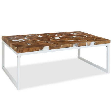 vidaXL Salontafel 110x60x40 cm teakhout en hars afbeelding2 - 1