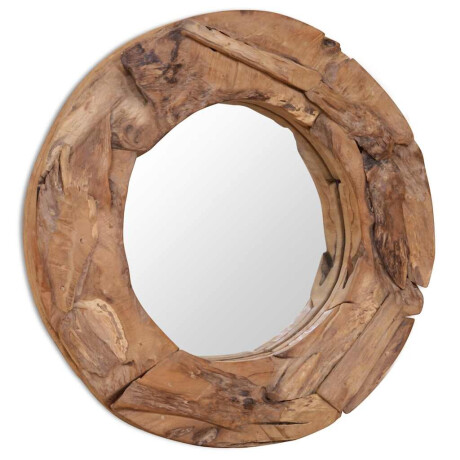 vidaXL Decoratieve spiegel rond 60 cm teakhout afbeelding2 - 1