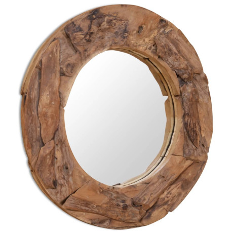 vidaXL Decoratieve spiegel rond 80 cm teakhout afbeelding2 - 1