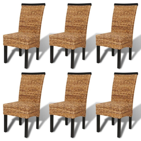 vidaXL Eetkamerstoelen 6 st abaca en massief mangohout afbeelding2 - 1