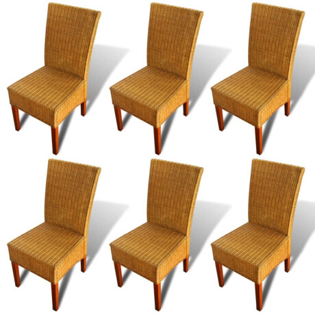 vidaXL Eetkamerstoelen 6 st natuurlijk rattan bruin afbeelding2 - 1