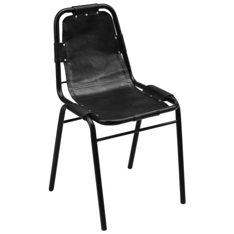 vidaXL Eetkamerstoelen 4 st echt leer zwart afbeelding2 - 1