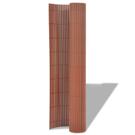 vidaXL Tuinafscheiding dubbelzijdig 90x300 cm PVC bruin afbeelding2 - 1