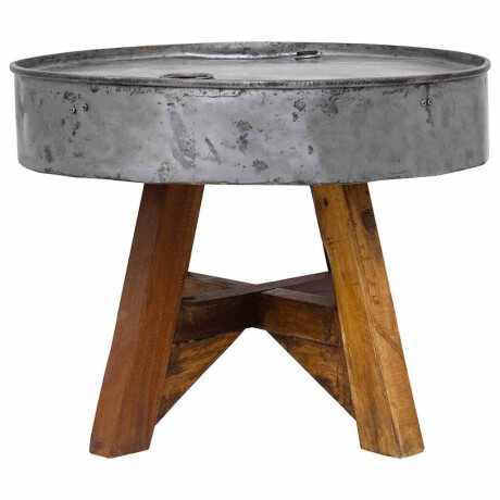 vidaXL Salontafel 60x45 cm gemengd gerecycled hout zilver afbeelding2 - 1