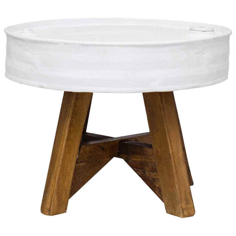 vidaXL Salontafel 60x45 cm massief gerecycled hout wit afbeelding2 - 1