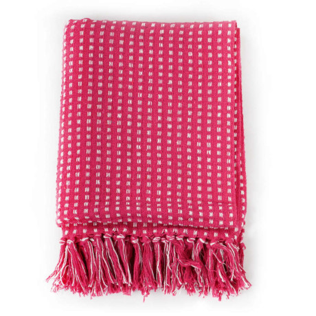 vidaXL Plaid vierkantjes 125x150 cm katoen roze afbeelding2 - 1