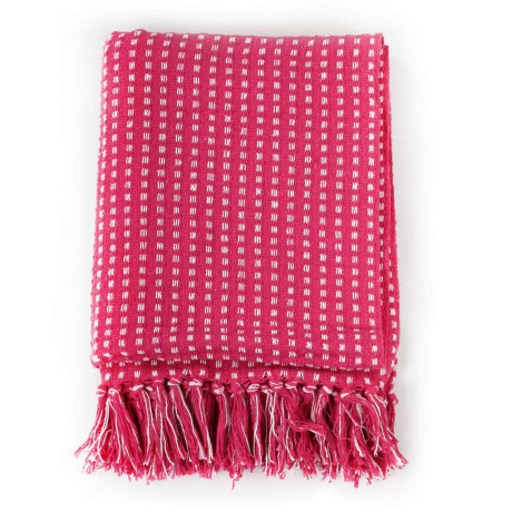 vidaXL Plaid vierkantjes 160x210 cm katoen roze afbeelding2 - 1