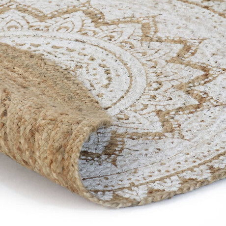 vidaXL Tapijt met print rond 150 cm gevlochten jute afbeelding2 - 1