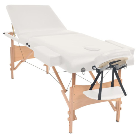 vidaXL Massagetafel inklapbaar 3 zones 10 cm dik wit afbeelding2 - 1