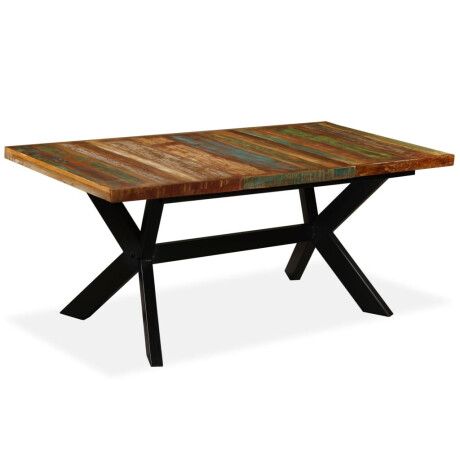 vidaXL Eettafel 180 cm massief gerecycled hout en stalen kruis afbeelding2 - 1