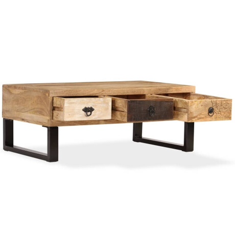 vidaXL Salontafel met 3 lades 90x50x35 cm massief mangohout afbeelding2 - 1