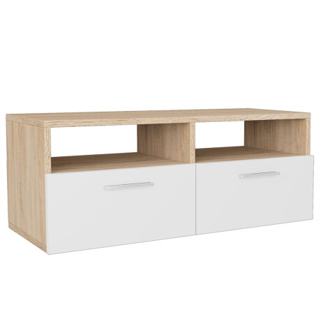 vidaXL Tv-meubel 95x35x36 cm bewerkt hout eikenkleurig en wit afbeelding2 - 1