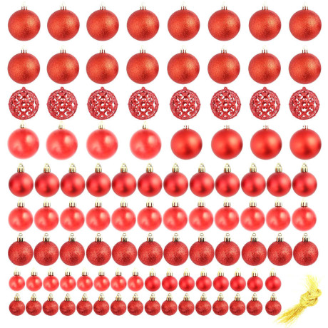 vidaXL 100-delige Kerstballenset 3/4/6 cm rood afbeelding2 - 1