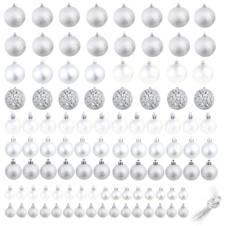 vidaXL 100-delige Kerstballenset 3/4/6 cm zilverkleurig afbeelding2 - 1