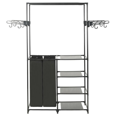 vidaXL Kledingrek 87x44x158 cm staal en ongeweven stof zwart afbeelding2 - 1