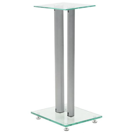 vidaXL Speakerstandaarden zuil-ontwerp gehard glas zilver 2 st afbeelding2 - 1