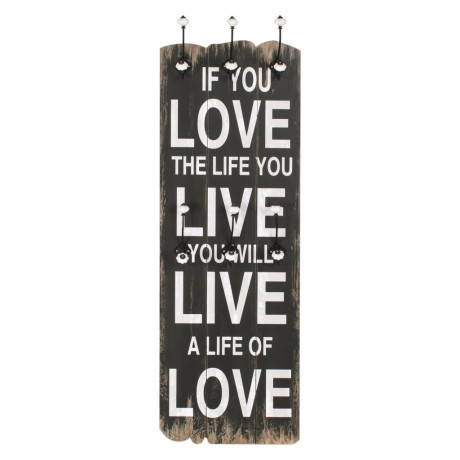 vidaXL Wandkapstok met 6 haken LOVE LIVE 120x40 cm afbeelding2 - 1