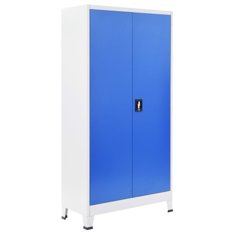 vidaXL Kantoorkast 90x40x180 cm metaal grijs en blauw afbeelding2 - 1