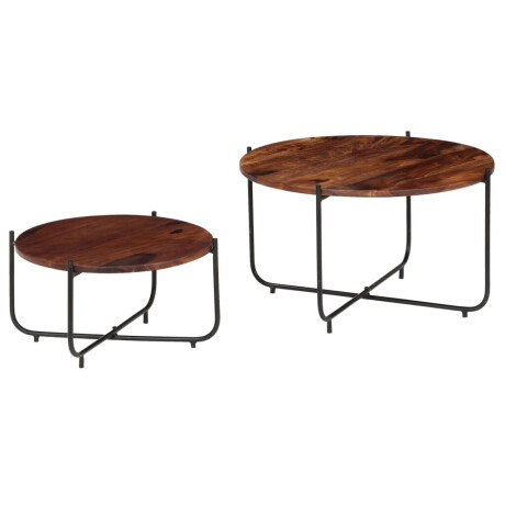 vidaXL 2-delige Salontafelset 60x35 cm massief acaciahout afbeelding2 - 1