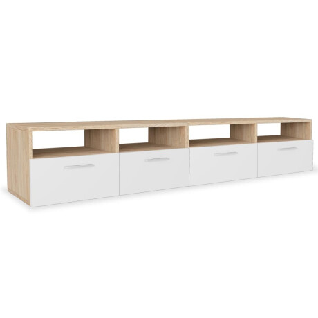 vidaXL Tv-meubels 2 st 95x35x36 cm bewerkt hout eikenkleurig en wit afbeelding2 - 1