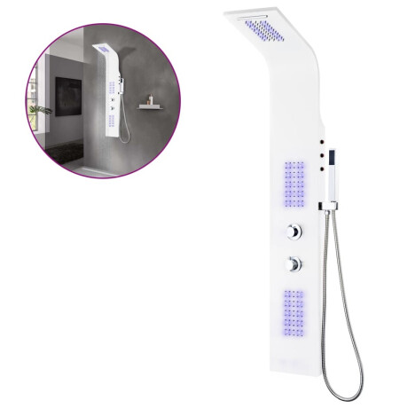 vidaXL Douchepaneel 20x44x130 cm aluminium wit afbeelding2 - 1