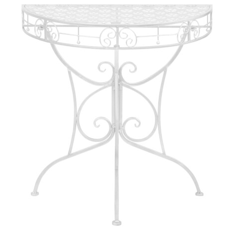 vidaXL Bijzettafel vintage stijl half rond 72x36x74 cm metaal zilver afbeelding2 - 1