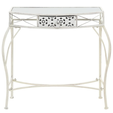 vidaXL Bijzettafel Franse stijl 82x39x76 cm metaal wit afbeelding2 - 1
