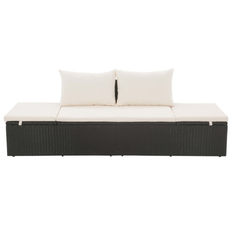 vidaXL Tuinbed 195x60 cm poly rattan zwart afbeelding2 - 1