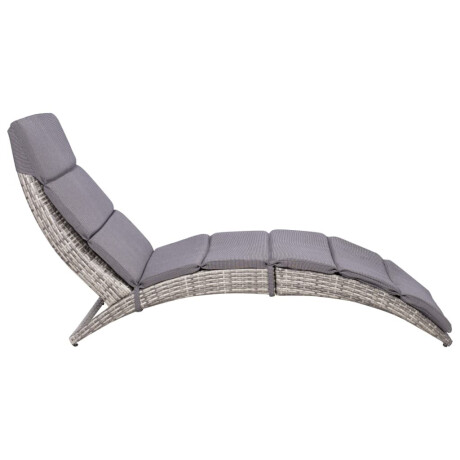 vidaXL Ligbed inklapbaar met kussen poly rattan grijs afbeelding2 - 1