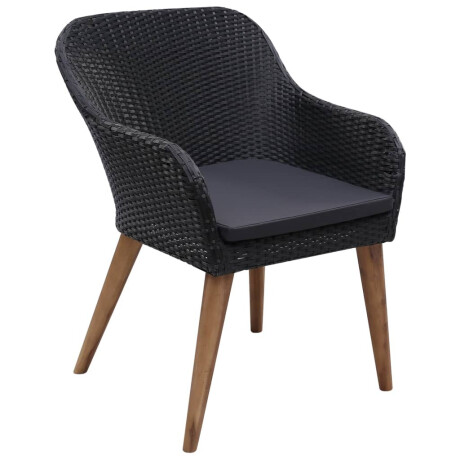 vidaXL Tuinstoelen 2 st met kussens poly rattan zwart afbeelding2 - 1