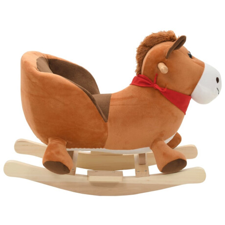 vidaXL Hobbeldier paard met rugleuning 60x32x50 cm pluche bruin afbeelding2 - 1