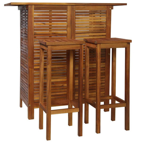 vidaXL 3-delige Bartafel en -stoelenset massief acaciahout afbeelding2 - 1
