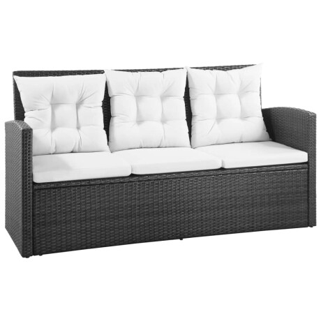vidaXL 5-delige Loungeset met kussens poly rattan zwart afbeelding2 - 1