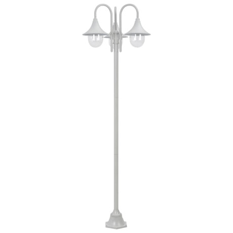 vidaXL Paalverlichting tuin E27 220 cm aluminium wit 3-delig afbeelding2 - 1