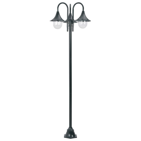 vidaXL Paalverlichting tuin E27 220 cm aluminium donkergroen 3-delig afbeelding2 - 1