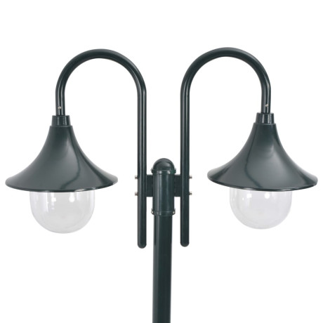 vidaXL Paalverlichting tuin E27 220 cm aluminium donkergroen 2-delig afbeelding2 - 1