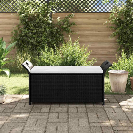vidaXL Opbergbankje met kussen 138 cm poly rattan bruin afbeelding2 - 1