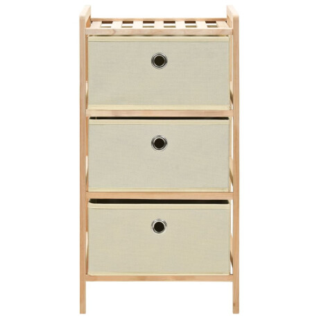 vidaXL Opbergmeubel met 3 stoffen manden cederhout beige afbeelding2 - 1