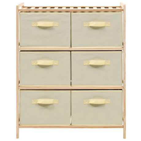 vidaXL Opbergmeubel met 6 stoffen manden cederhout beige afbeelding2 - 1