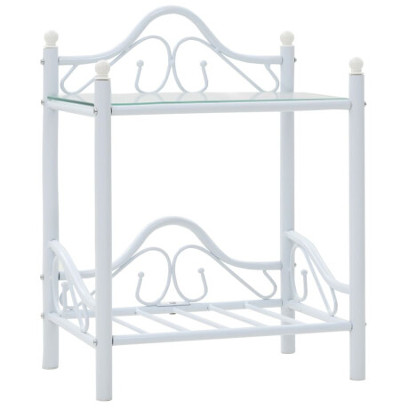 vidaXL Nachtkastjes 45x30,5x60 cm staal en gehard glas wit 2 st afbeelding2 - 1