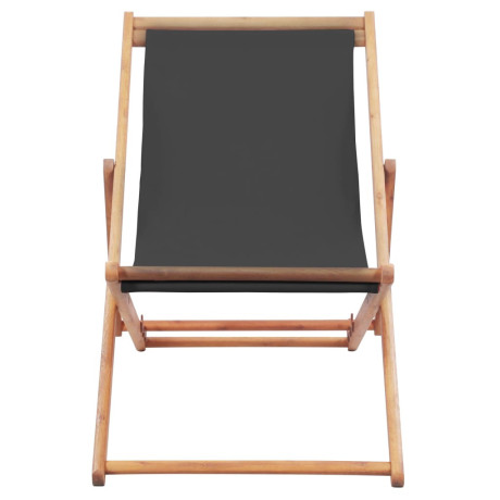 vidaXL Strandstoel inklapbaar stof en houten frame grijs afbeelding2 - 1