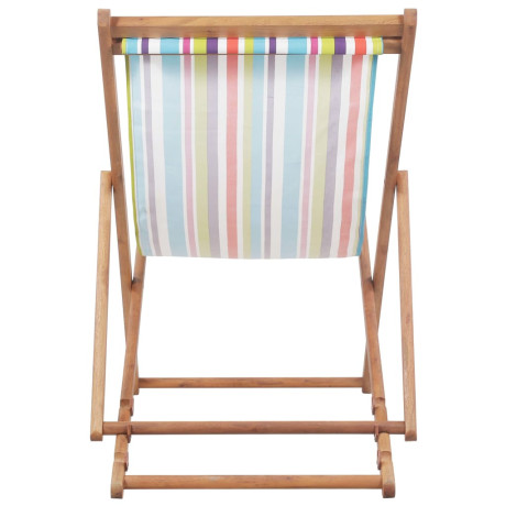 vidaXL Strandstoel inklapbaar stof en houten frame meerkleurig afbeelding2 - 1